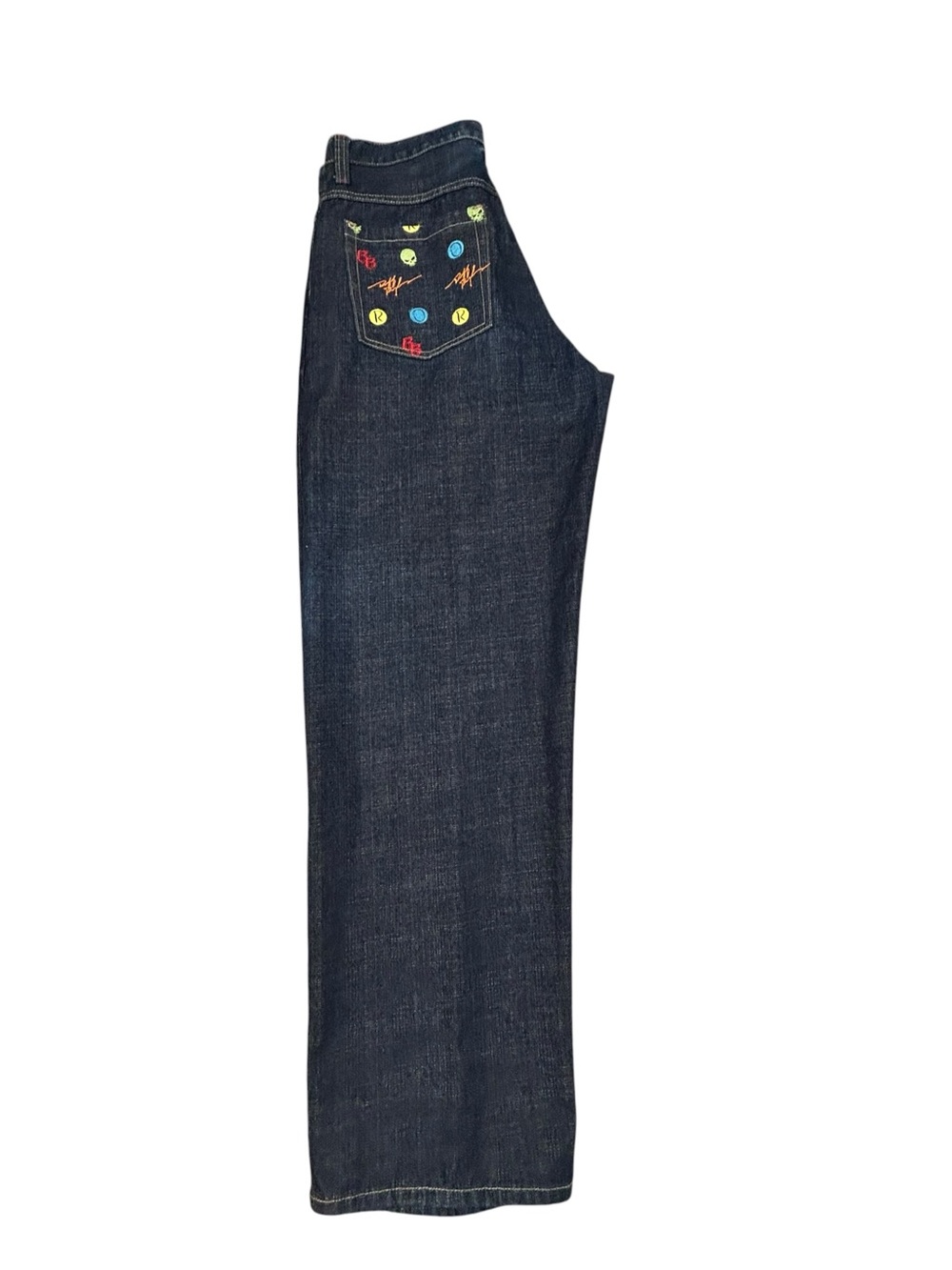 Ruff Ryders DMX Vintage Skull Embroidered Y2k Rap Hip Hop Men’s Blue Jeans 36/34
